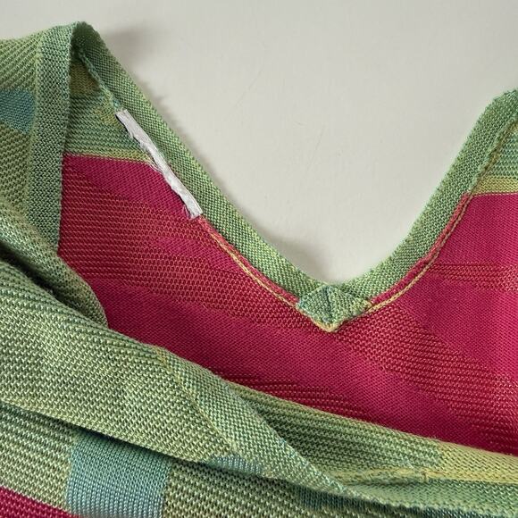 Y2K Knit Colorblock Tee V-Back Tropical Sunset Stripes Indie Skater Size M‎ - Picture 10 of 10